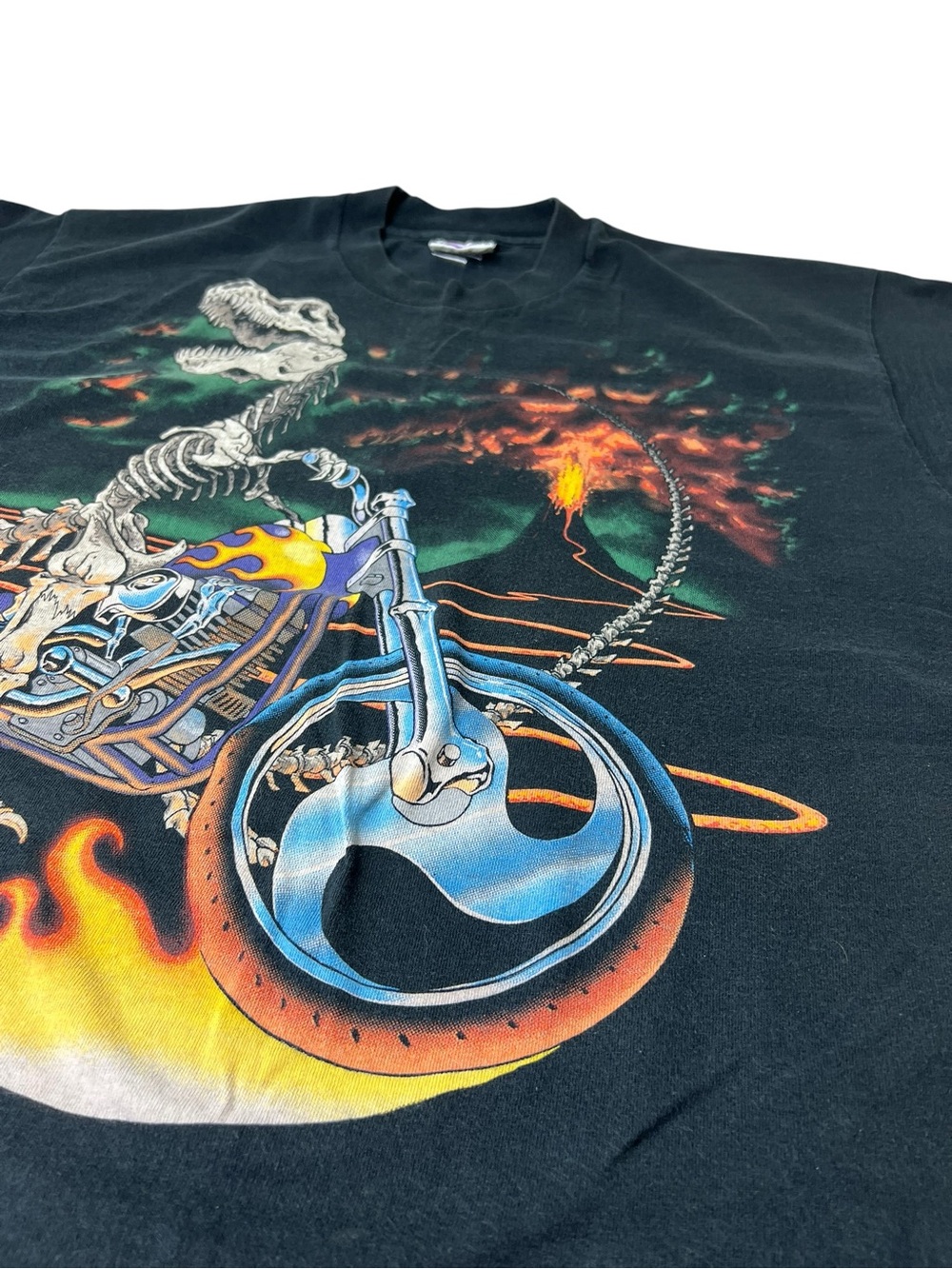 Liquid Blue VTG 90’s (1993) “Bad To The Bone” T-Rex Riding a Motorcycle XL Tee - Picture 2 of 13